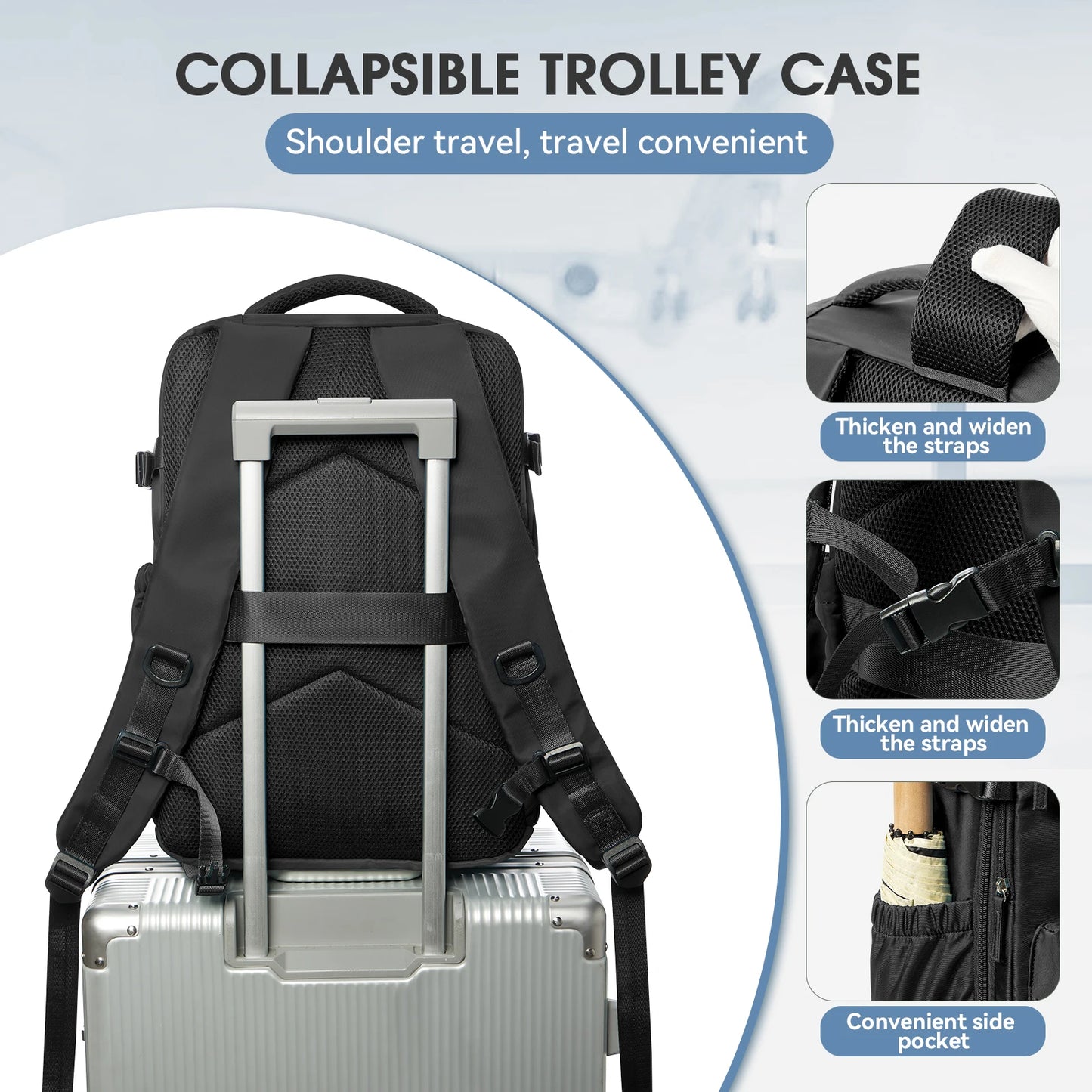 Zaino Espandibile Da Viaggio Unisex Con Ampio Scomparto Laptop Per Lavoro E Scuola 20 35 L