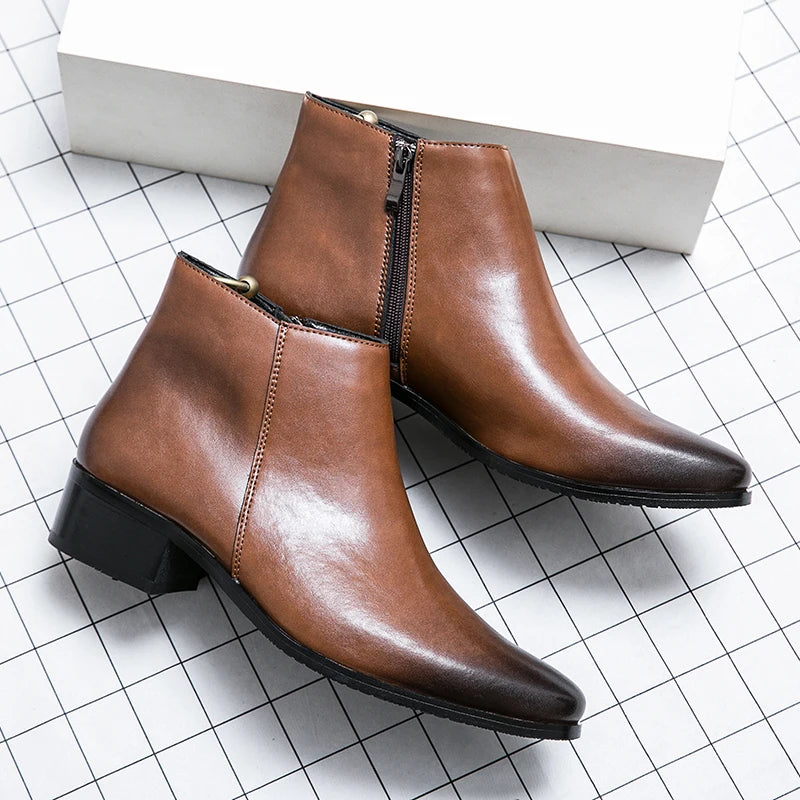 Stivaletti Chelsea Classici Da Uomo Neri In Pelle In Stile Britannico Con Zip Slip On Eleganti Alte