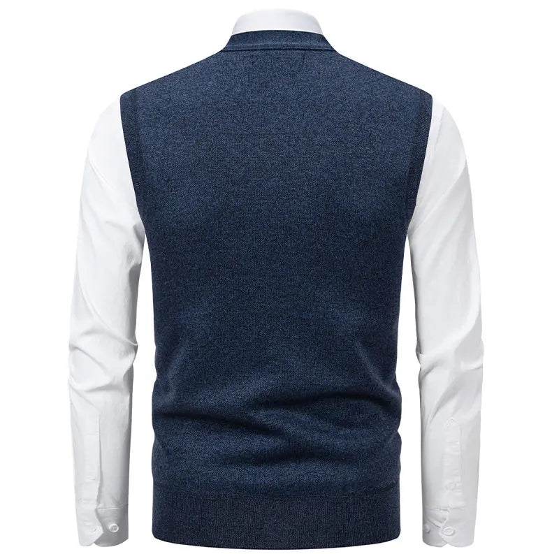 Cardigan Senza Maniche Da Uomo Gilet In Maglia Con Scollo A V Bottoni Argyle Lavorato Con Tasche