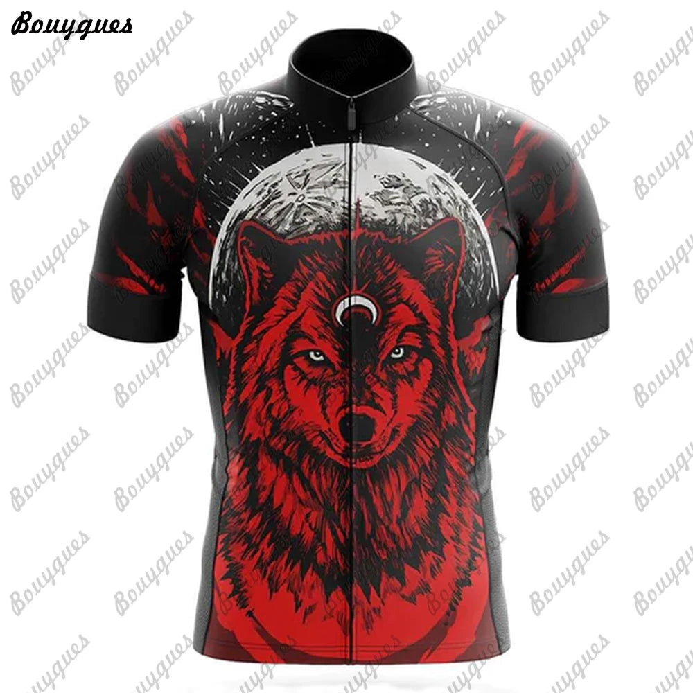 Maglia Ciclismo Uomo Wolf Pro Team MTB Downhill Alta Qualita Tricot Traspirante Con Tasche E Asciugatura Rapida