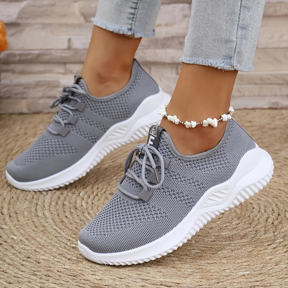 Scarpe Sportive Donna in Maglia Tinta Unica con Suola Morbida Ideali per Correre Tennis Allenamenti Viaggi