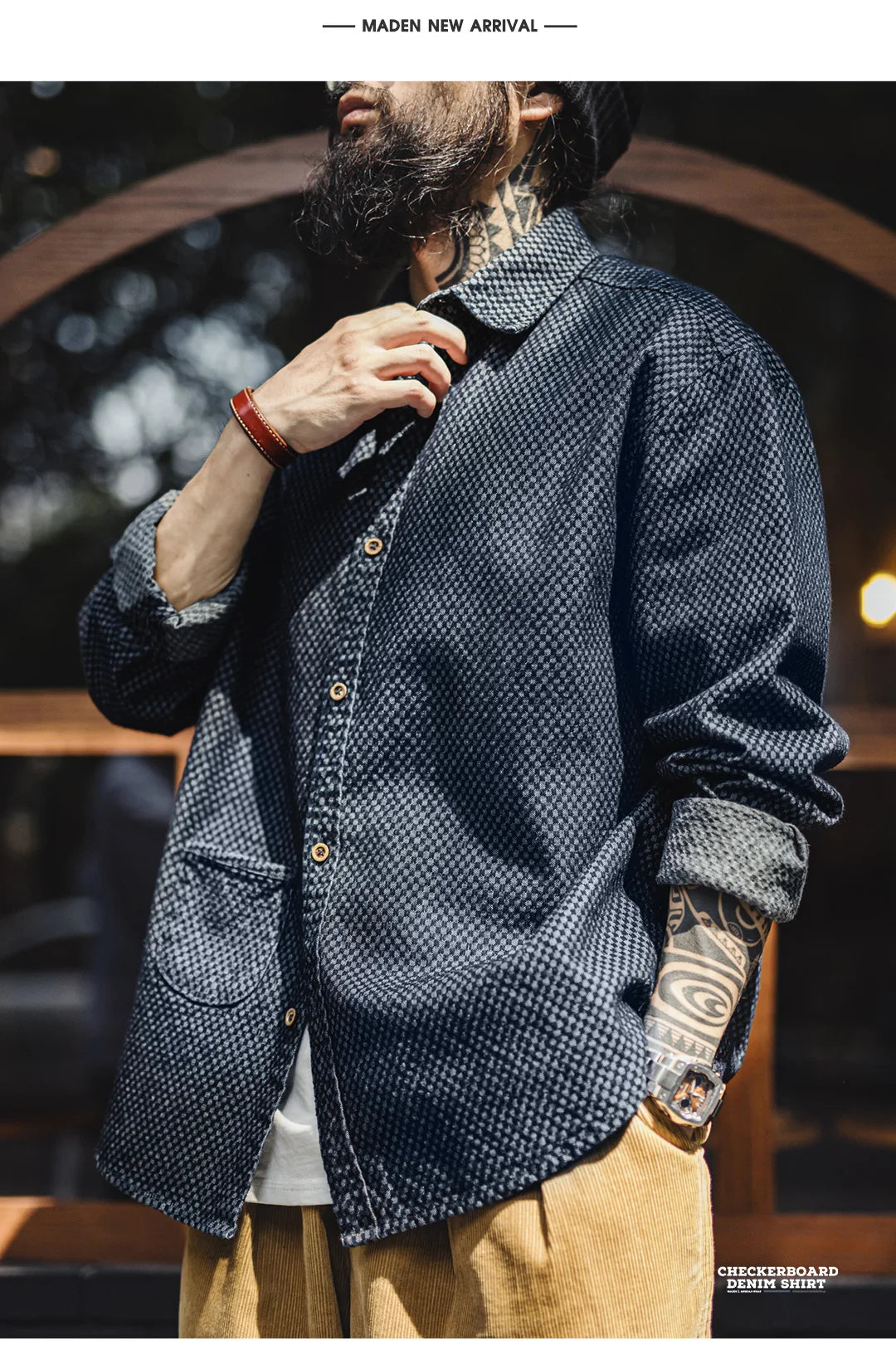 Camicia Jeans Quadri Retrò Da Uomo Con Maniche Lunghe E Giacca Monopetto Con Risvolto Ampio Versatile Primavera Autunno