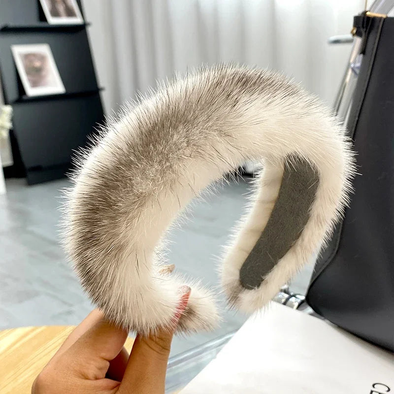 Fascia Per Capelli Inverno In Pelliccia Vera Di Visone Alta Qualità Per Donne Lusso Regalo Elegante