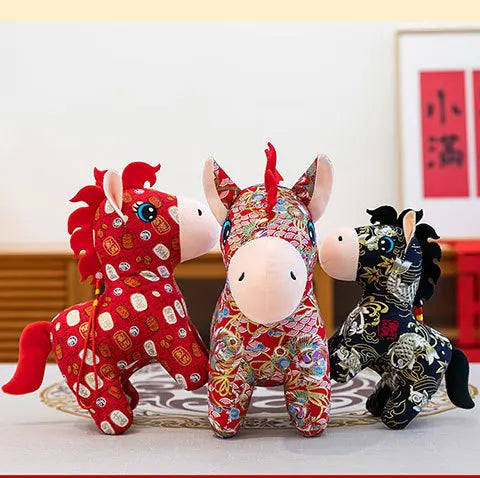 Mascotte Di Capodanno Cavallo Di Peluche 15 20 cm Panno Cavallo Decorazione Per La Famiglia Atmosfera Per Le Vacanze