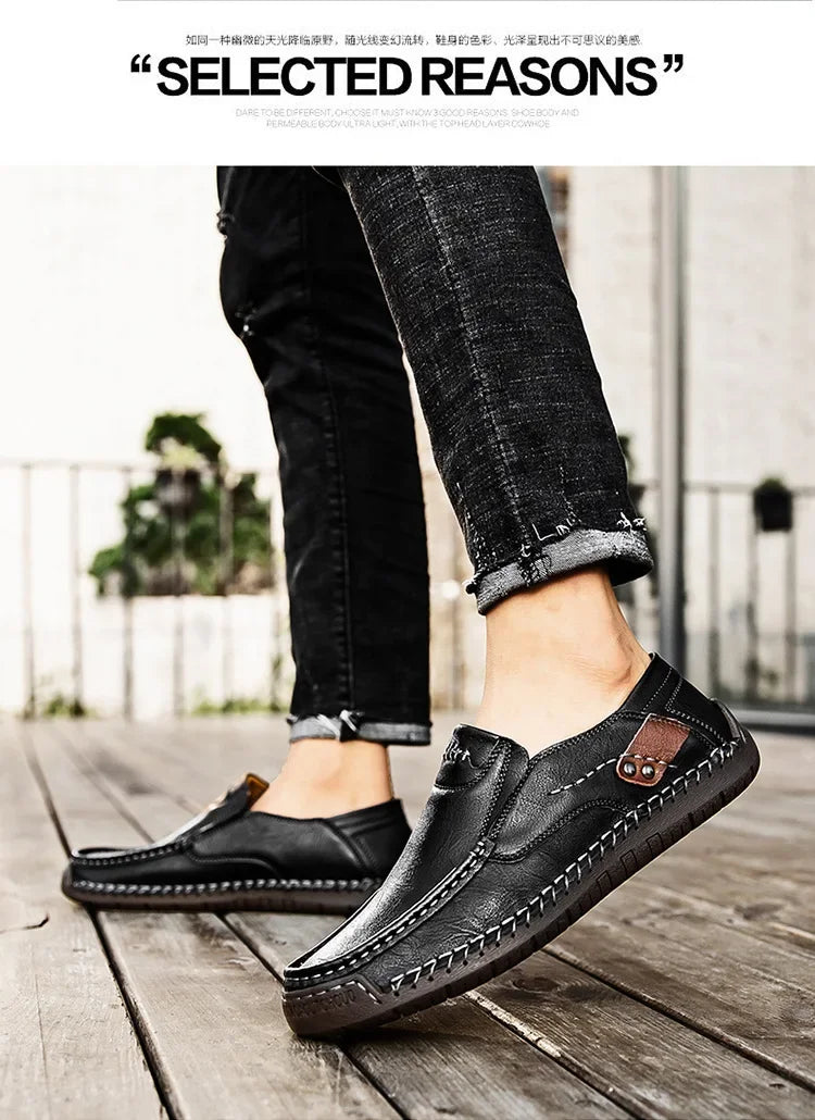 Mocassini Da Uomo Slip Traspiranti Scarpe Da Guida In Vera Pelle Fatte A Mano Eleganti Casual