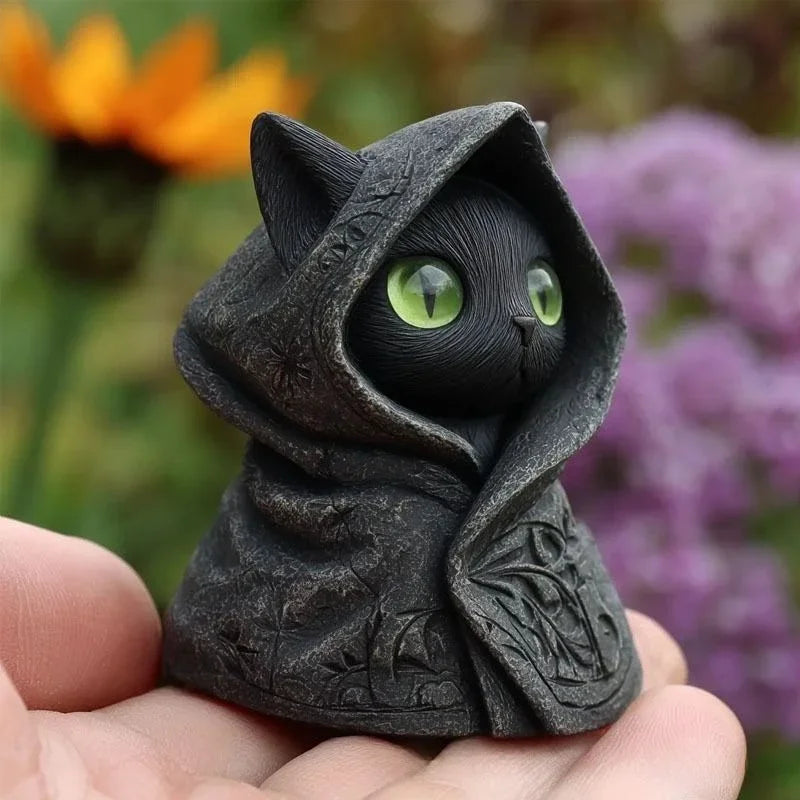 Figurina Di Gatto Fatta A Mano Nero Per Decorazioni Halloween In Resina Regalo Per Amanti Dei Gatti Da Tavolo