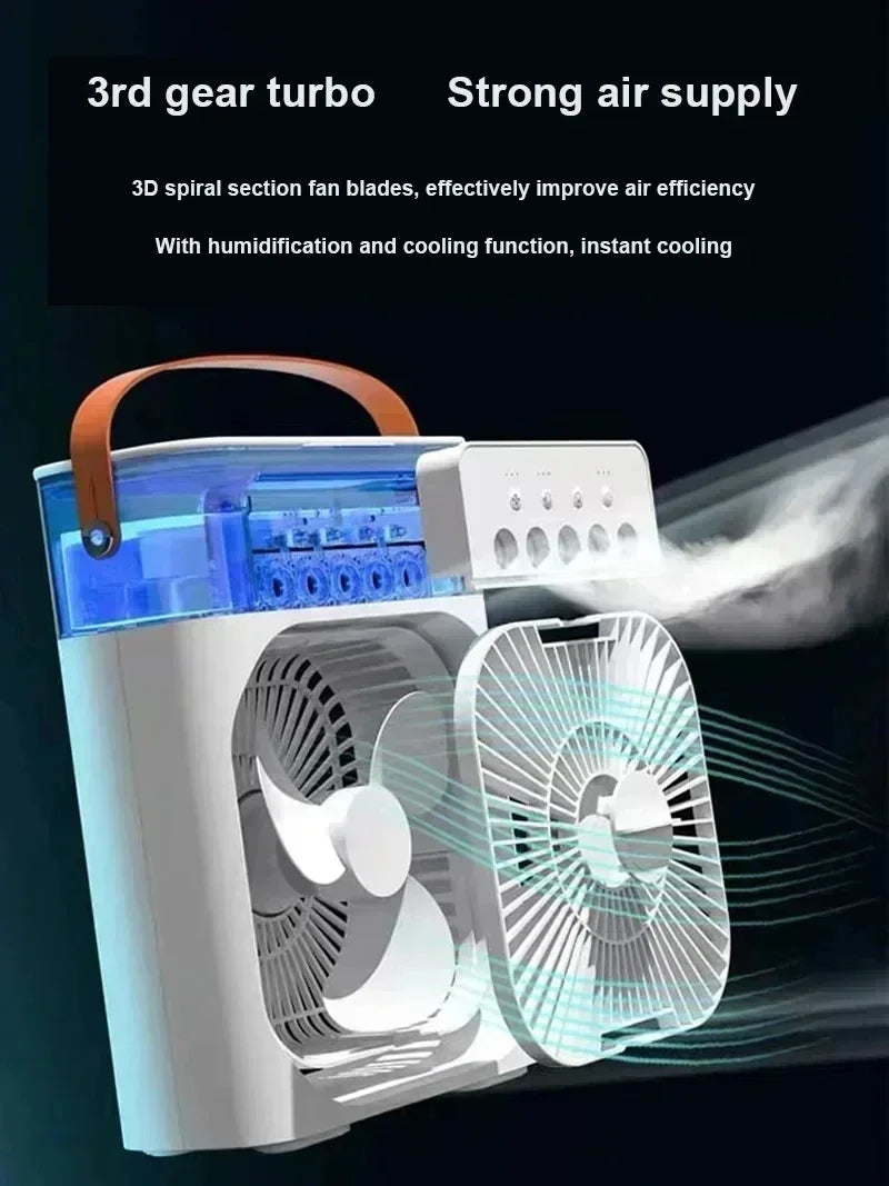 Raffreddatore Aria Evaporativo Portatile Con Serbatoio Da 500 Ml Doppia Funzione Ventilatore Umidificatore Silenzioso