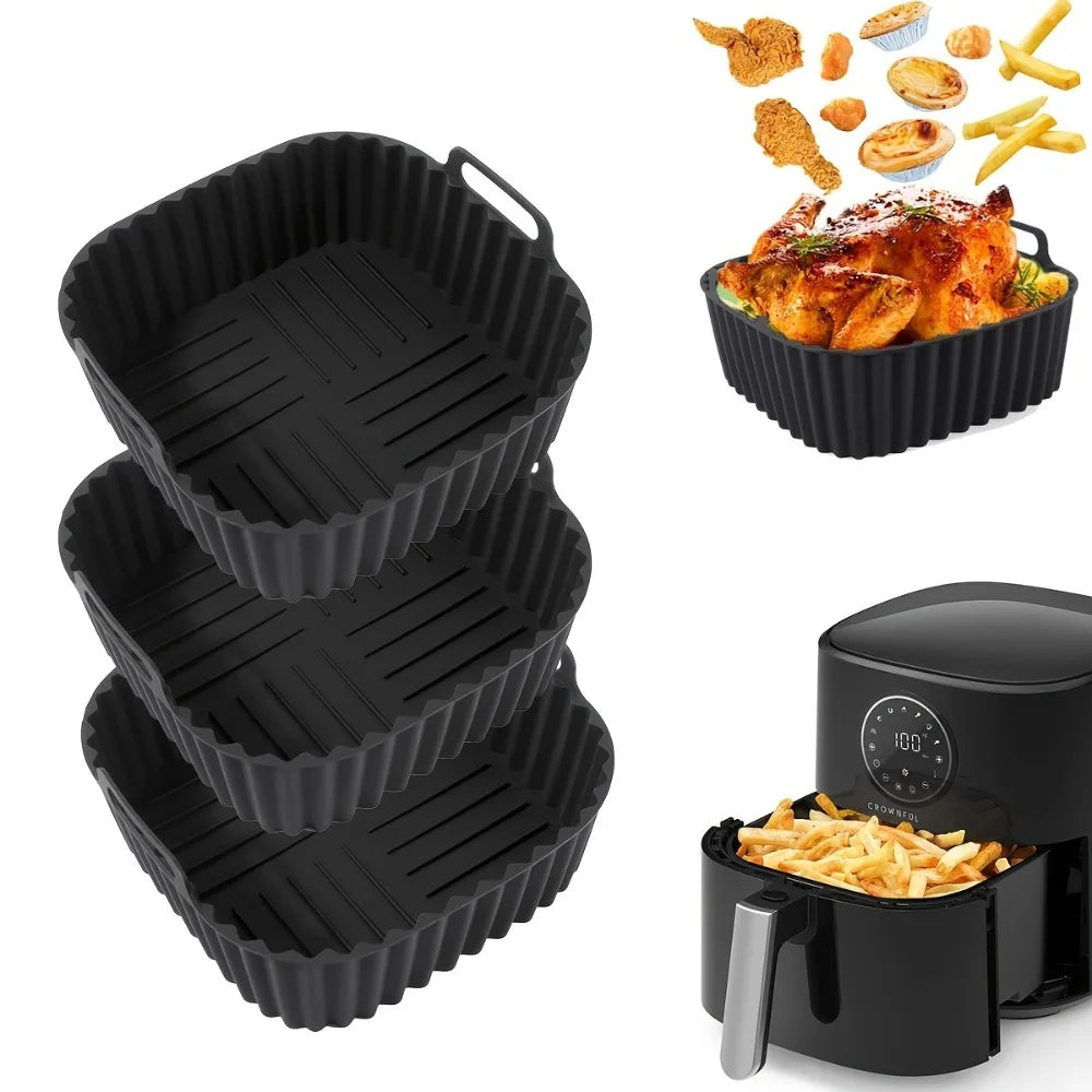 Fodere in Silicone Riutilizzabili per Friggitrice ad Aria Tappetino Quadrato Antiaderente per Cestello 4-7 Qt Accessori