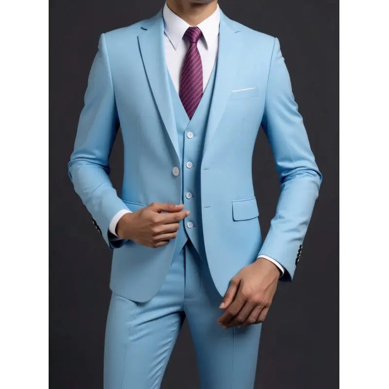 Completo Tre Pezzi Uomo Stile Britannico Elegante Per Matrimoni Cerimonie Banchetti Comfort Sobrietà Presenza