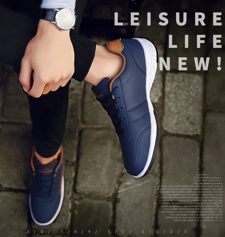 MAEDEF Scarpe Da Uomo Sneaker In Pelle Impermeabile Casual Calzature Stringate Vulcanizzate Comfort