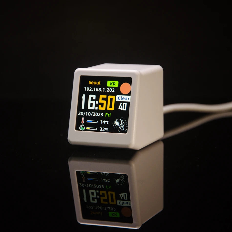 Stazione Meteo WiFi GeekMagic Ultra Smart Con Orologio Da Comodino Album E Animazioni GIF Decorazione Da Scrivania