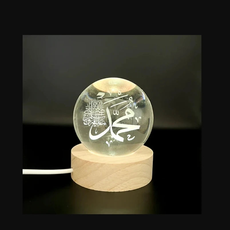 Decorazione Della Stanza Con Sfera Di Cristallo 3D E Base Led Per Luce Ambientale Nel Soggiorno