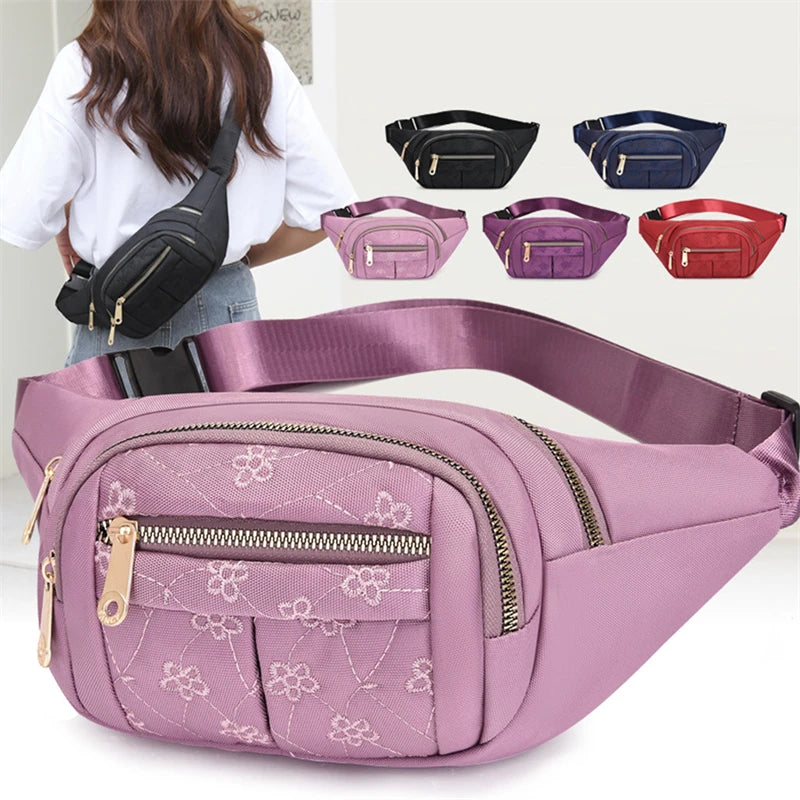 Marsupio da Donna Impermeabile in Tessuto Oxford Borsa a Cintura e Tracolla Borsa a Banana Moda Femminile