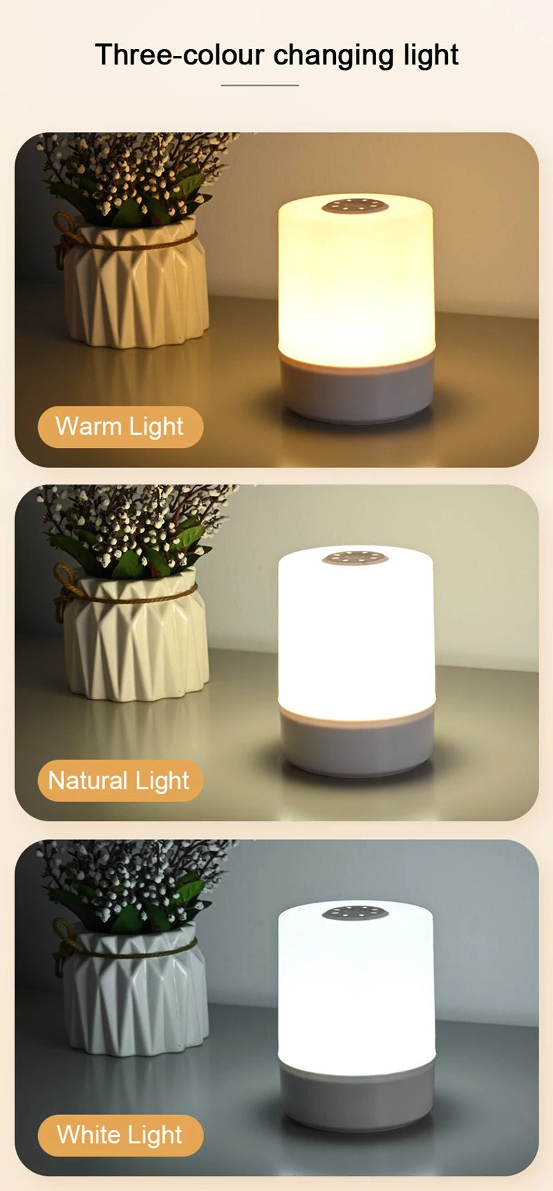 Luci notturne a LED da comodino Ricarica dimmerabile Lampade da notte da tavolo Camera da letto Illuminazione da comodino Decorazione Lampade da tavolo a LED da lettura touch