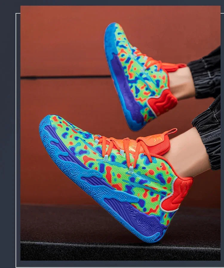 Scarpe Da Basket Da Uomo Allenamento Sul Campo Traspiranti In Mesh Antiscivolo Mid Cut Design Lussuoso