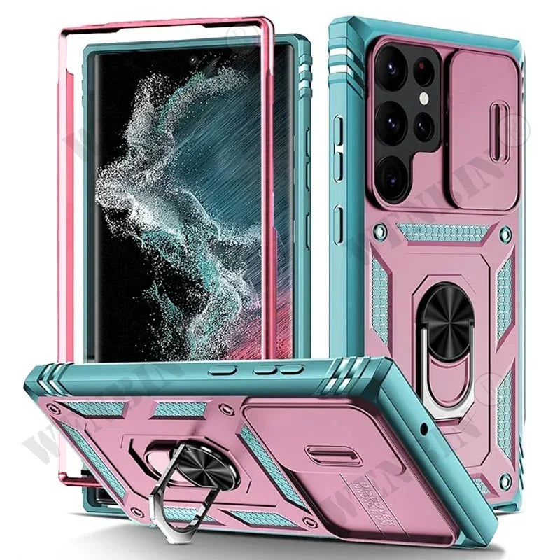 Custodia Resistente Con Cavalletto 360 Gradi Per Samsung S26 Ultra S25 S24 S23 Plus 5G Con Fotocamera Esterna