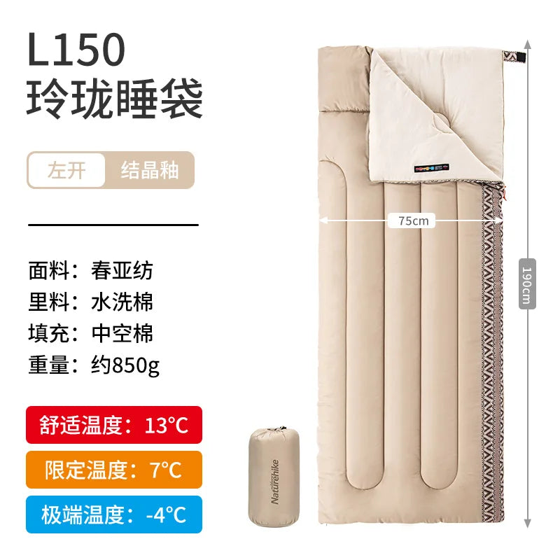 Naturehike L150 Sacco a Pelo da Campeggio Leggero 3 Stagioni in Cotone Impermeabile con Ventilazione per Adulti