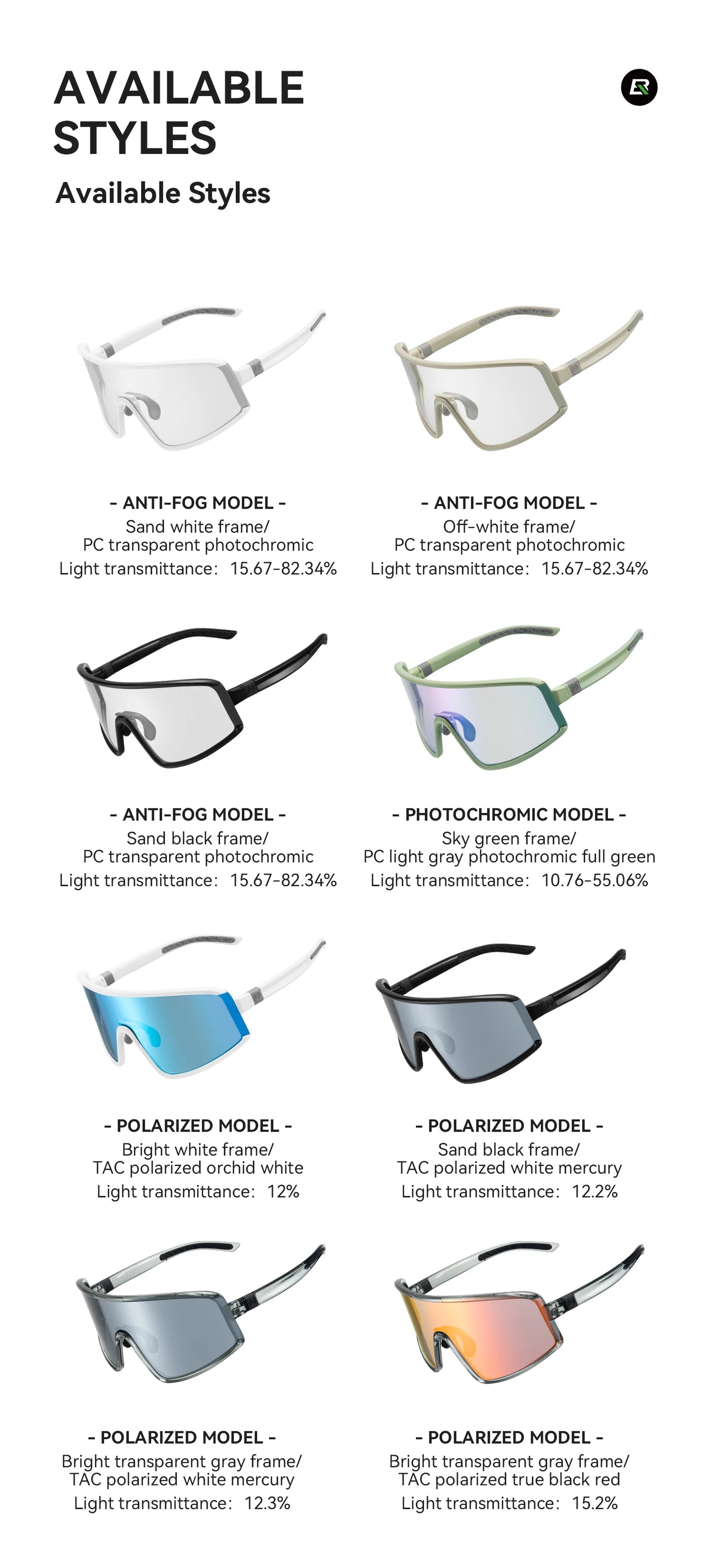 ROCKBROS Occhiali Da Sole Polarizzati UV400 Per Ciclismo All'aperto Unisex Antiappannamento Fotocromatici