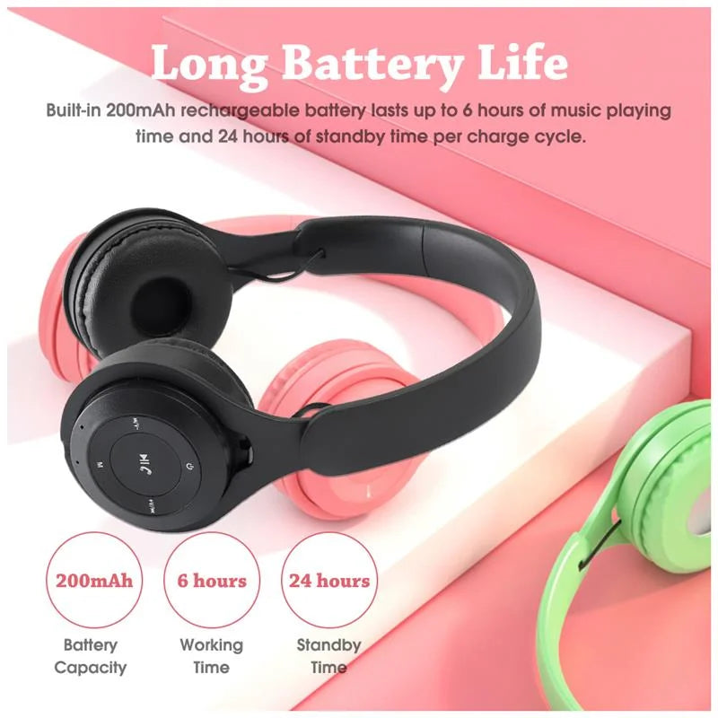 Cuffie Bluetooth Senza Fili Da Gaming Con Microfono Fascia Stereo Macaron Per Tablet E Smartphone