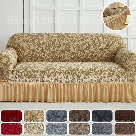 1pc Fodera per divano a fiori in stile europeo con gonna Jacquard Copridivano antiscivolo Protezione per mobili per soggiorno Decorazioni per la casa