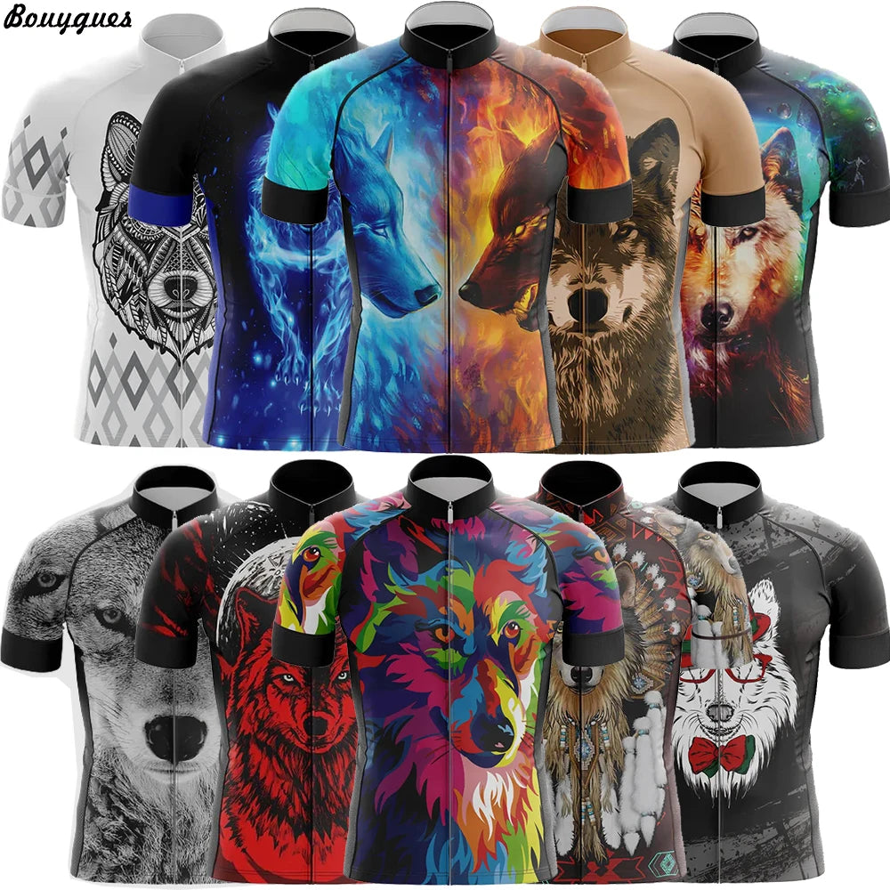 Maglia Ciclismo Uomo Wolf Pro Team MTB Downhill Alta Qualita Tricot Traspirante Con Tasche E Asciugatura Rapida