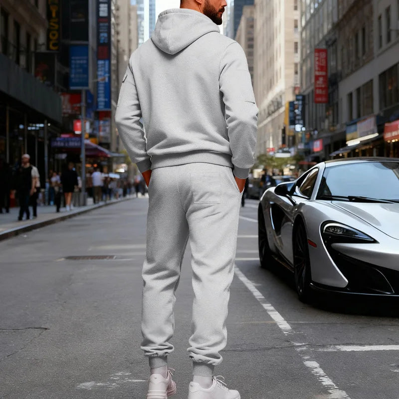 Set Maglione Con Cappuccio Moda Sportiva All'Aria Aperta In Velluto Sciolto Da Uomo Autunno Inverno
