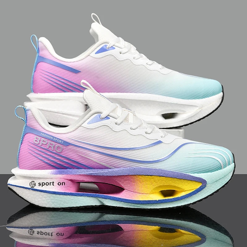 Scarpe Da Corsa Sportive Unisex Uomo Donna Maratona Carbon Board Cuscino Aria Antiscivolo Leggere Traspiranti
