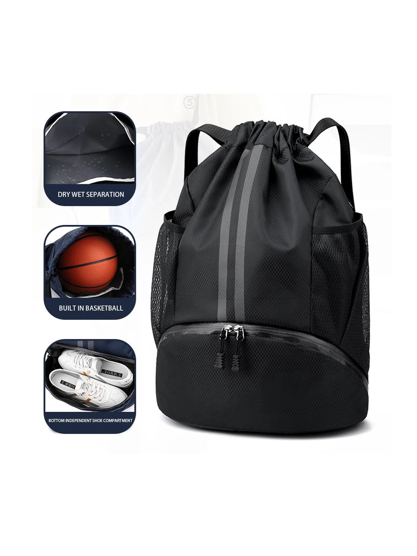 Borsa Da Sportiva Per Basket E Nuoto Con Compartimento Asciutto E Bagnato Da 20 A 35 Litri Per Allenamento