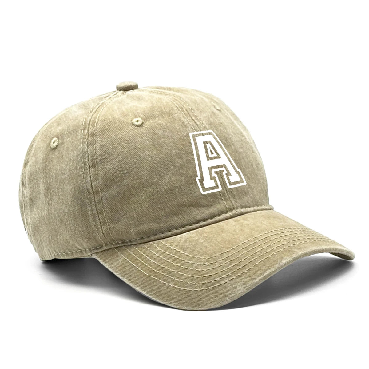 Berretto Da Baseball Unisex Con Stampa Lettera Iniziale AZ Cotone Lavato Retrò Con Visiera Sportiva