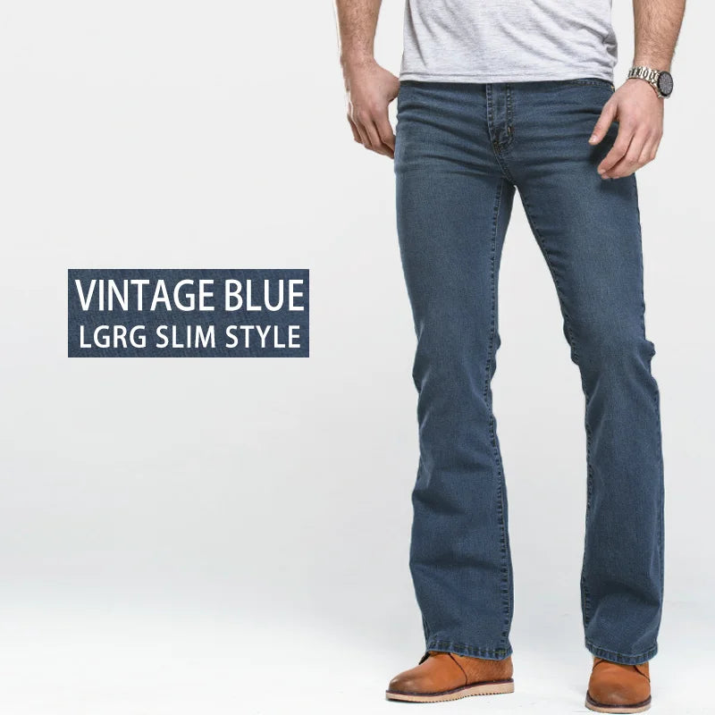 Jeans Da Uomo Con Taglio A Stivale Slim Fit Blu Neri Elasticizzati Denim Classici Firmati