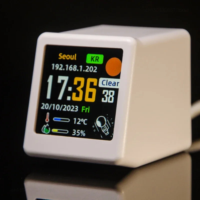 Piccola Stazione Meteorologica Portatile WiFi Display Meteo Temperatura Umidità Sveglia Decorazione Da Tavolo