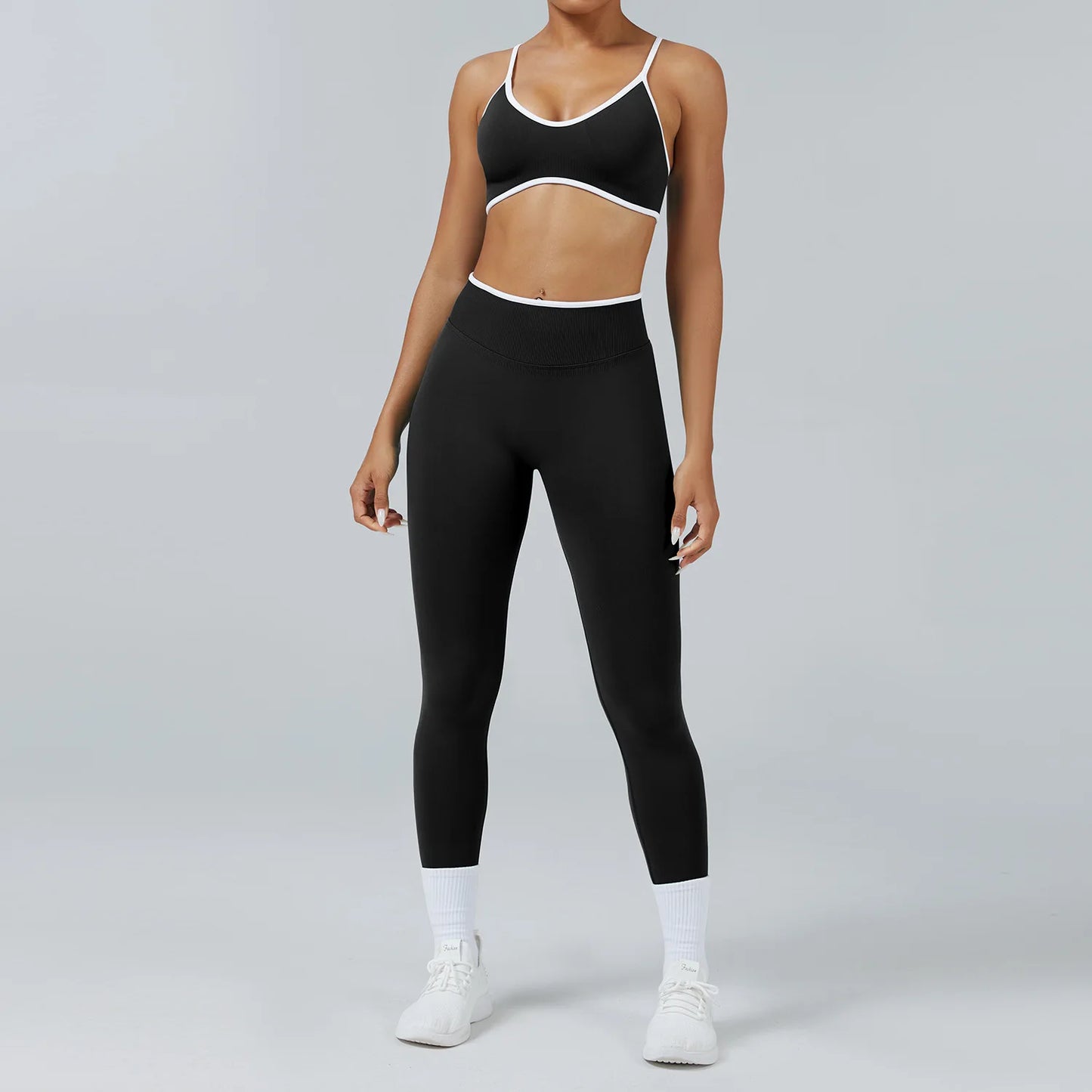 Set Fitness Da Donna 2 Pezzi Leggings Vita Alta Senza Cuciture E Reggiseno Sportivo Per Yoga Palestra Cardio Estivo