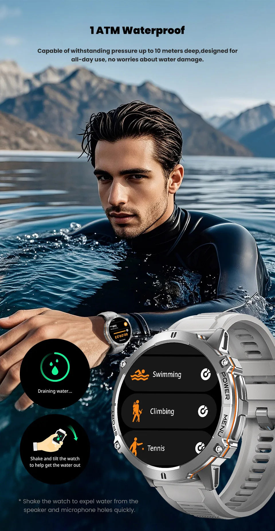 LIGE Orologio Smartwatch Uomo Con Display AMOLED Altimetro Barometro Bussola Batteria 900mAh Ultra Lunga Durata Sportivo