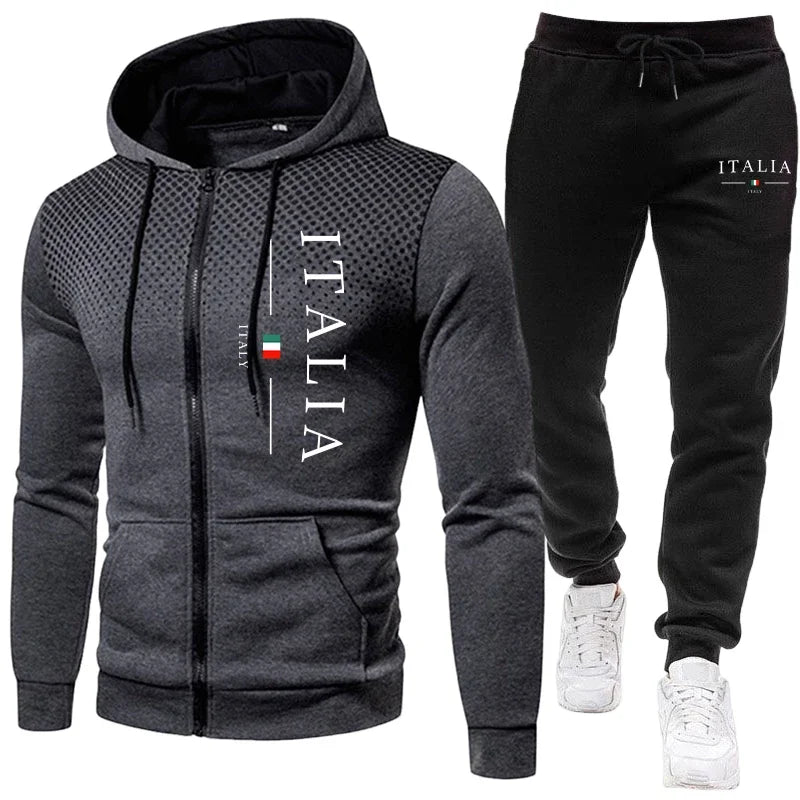 Tuta Da Uomo Inverno Autunno Con Cappuccio Pantaloni Sportivi Con Cerniera Abiti Da Allenamento Quotidiano Casual Urbano