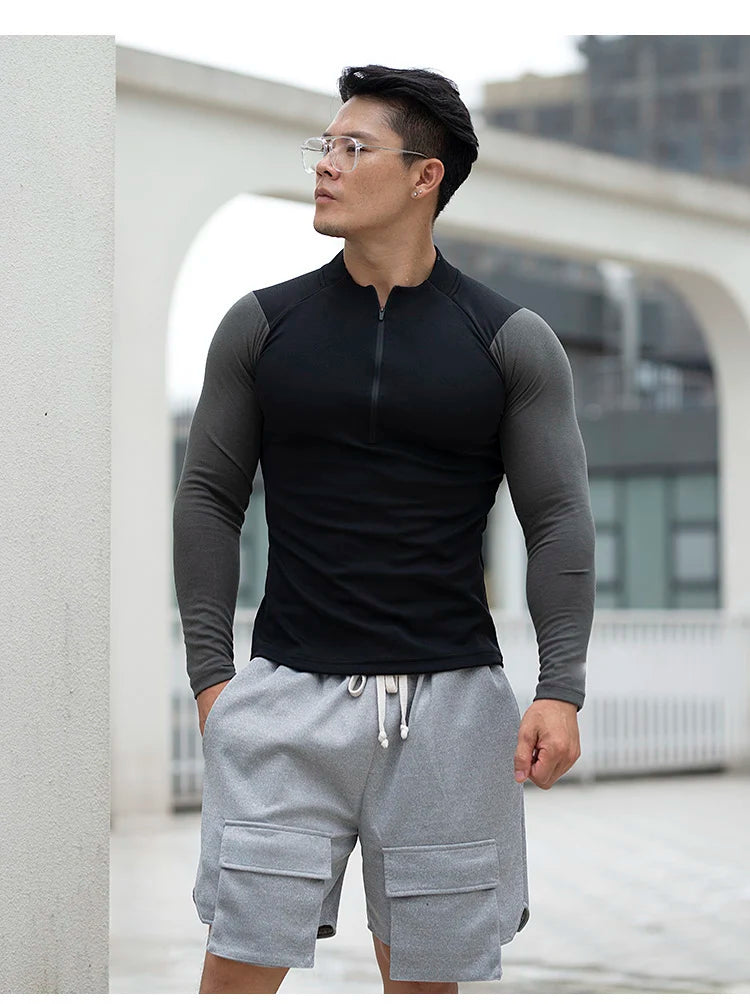 T-shirt sportiva da corsa a compressione da uomo Felpa sportiva attillata a maniche lunghe da allenamento da jogging Abbigliamento esterno Top fitness F4S2