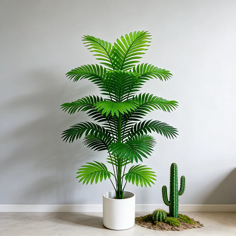 Palma Artificiale Alta 60 80 Cm Per Decorazioni Interne Finta Pianta Con Foglie Di Monstera E Maranta