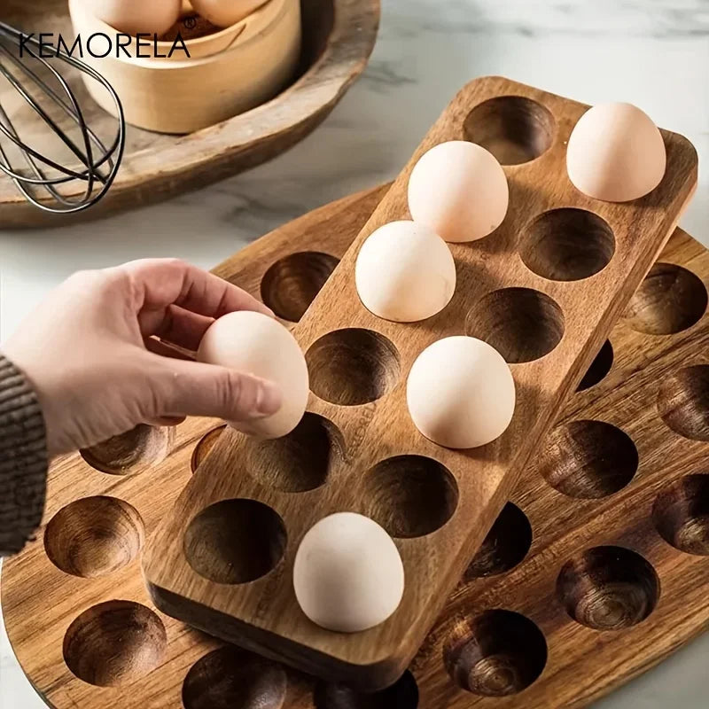 KEMORELA Scatola Portauova In Legno Multiscomparto Per Uova Fresche Perfetta Per Cucinare Al Forno