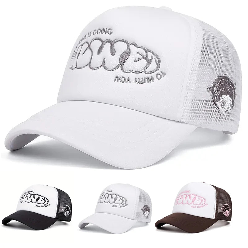 Berretto da Baseball Ricamato in Spugna con Rete da Esterno Unisex Uomo e Donna Casual
