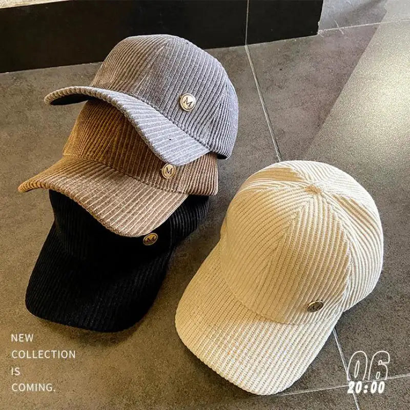 Berretto Da Baseball In Velluto A Coste Regolabile Unisex Snapback Autunno Inverno Con Protezione Solare