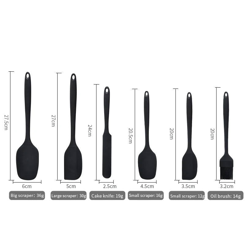 Set Di Utensili Da Cucina In Silicone Sei Pezzi Con Spatola Raschietto Integrato Per Crema Spazzola Per Olio