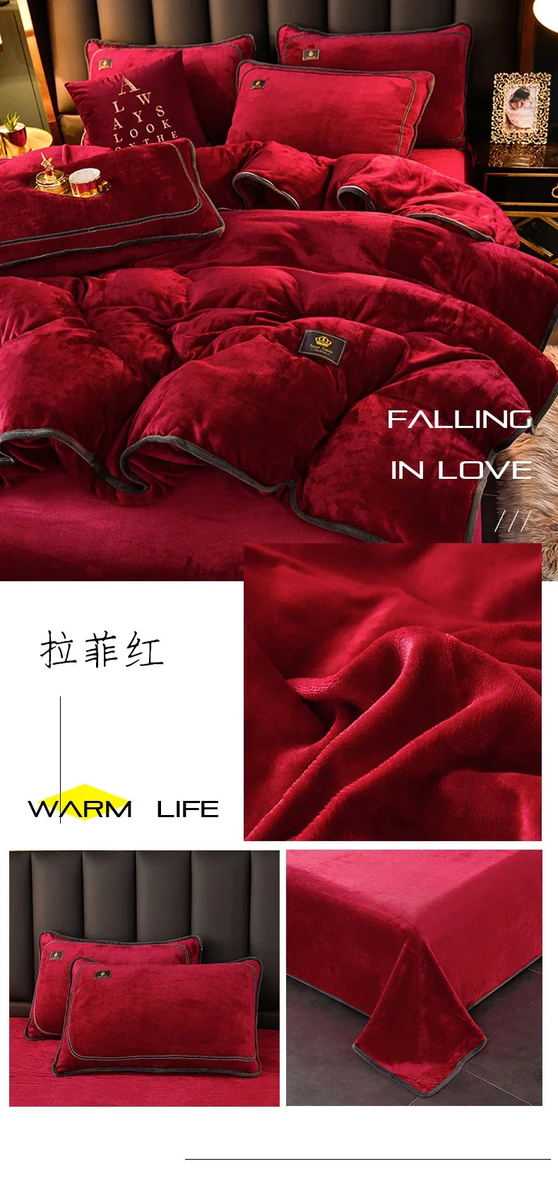 Set Di Biancheria Da Letto In Pile Di Latte Ultra Spesso Queen Size Copripiumino Invernale Caldo Di Fascia Alta