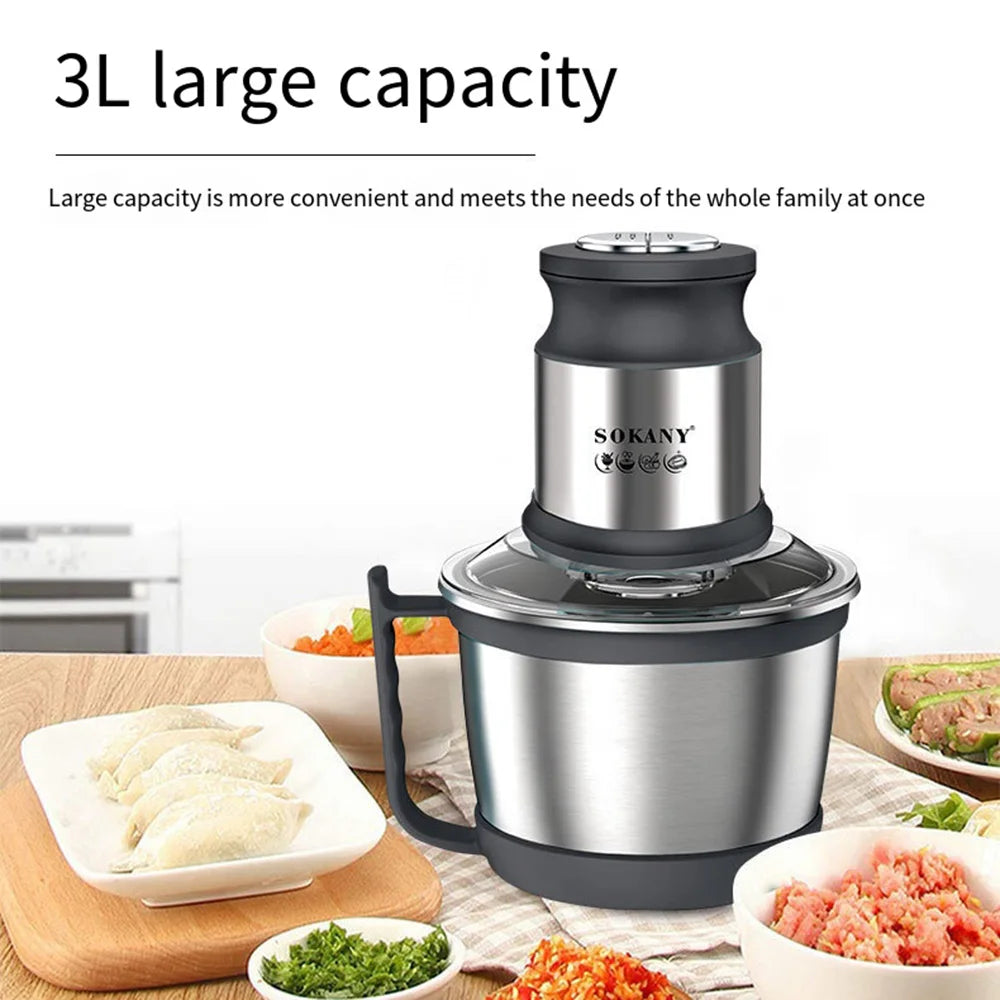 Tritacarne Elettrico 800W 3L In Acciaio Inox Frullatore Mixer Cucina Processore Alimentare Tutto in Uno 220V