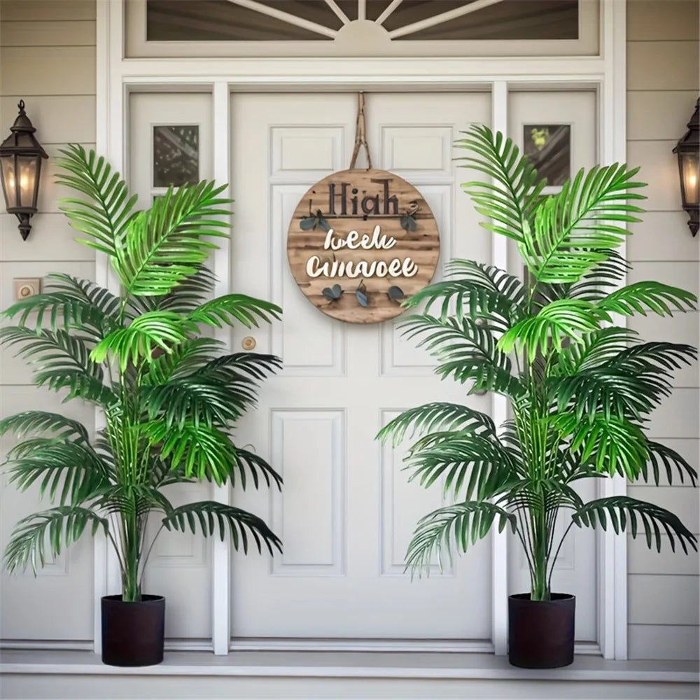 Due Pezzi Palme Areca Simulazione Con 24 Foglie Alberi Artificiali Realistici Per Decorazione Esterna Del Soggiorno