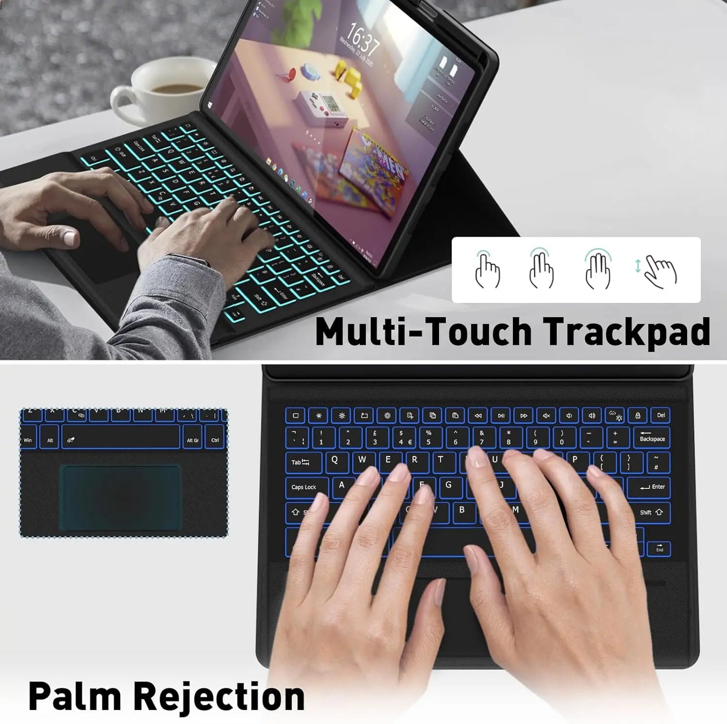 Custodia per Lenovo Idea Tab Pro 12.7 Pollici 2025 TB373FU con Tastiera Staccabile Retroilluminata in Pelle