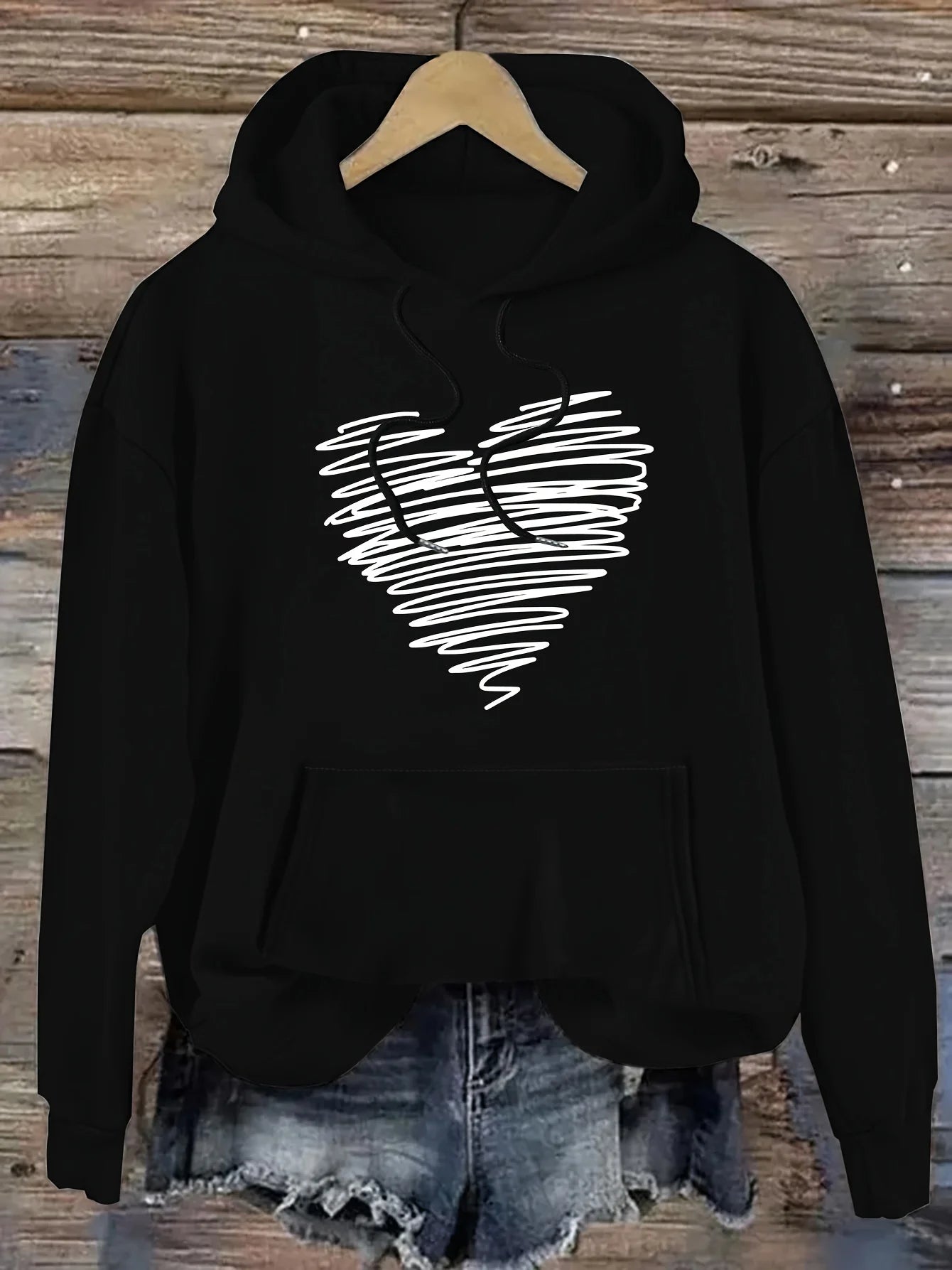 Felpa Donna Autunno Inverno Calda Ampia Casuale Con Cappuccio Maniche Lunghe In Pelle Scamosciata Stampata