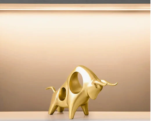 Decorazione In Resina Toro Dorato Scultura Moderna Astratta Geometrica Per La Casa Regalo Elegante