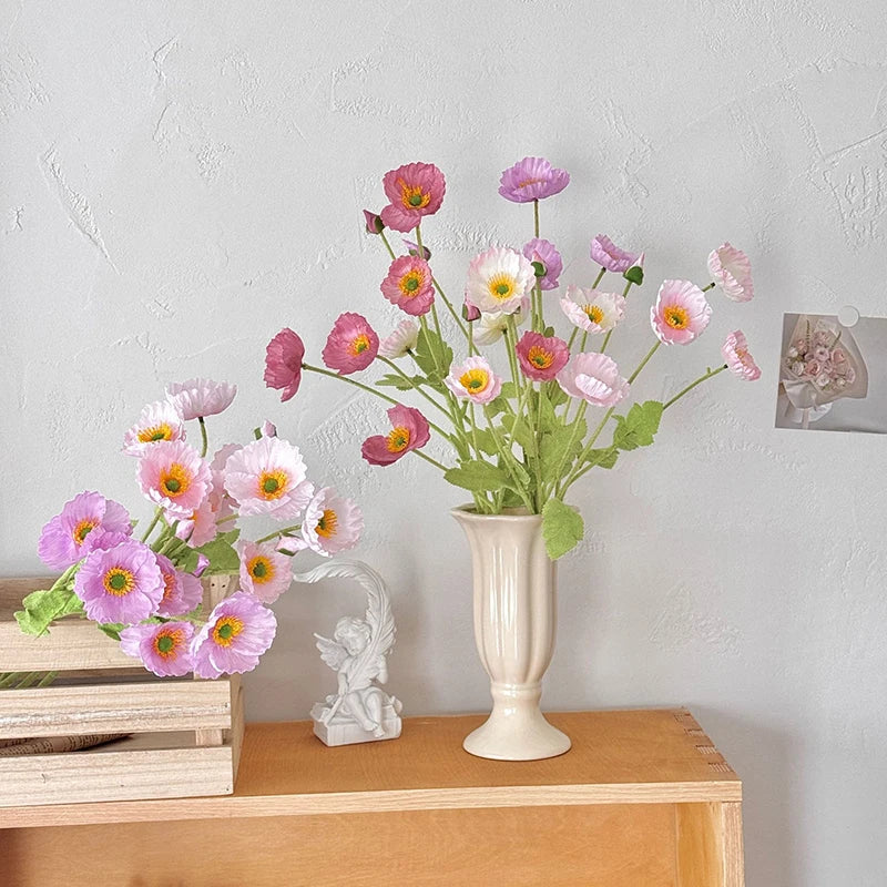Bouquet Di Fiori Artificiali A 4 Teste Di Papavero In Seta Per Nozze E Feste Decorazione Domestica Elegante