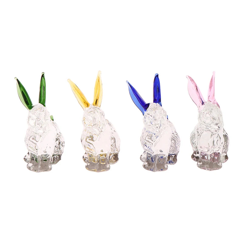 Figurine Fatte A Mano Degli Animali Mascotte Coniglio In Vetro Cristallo Ornamenti Per Tavolo Ufficio Soggiorno