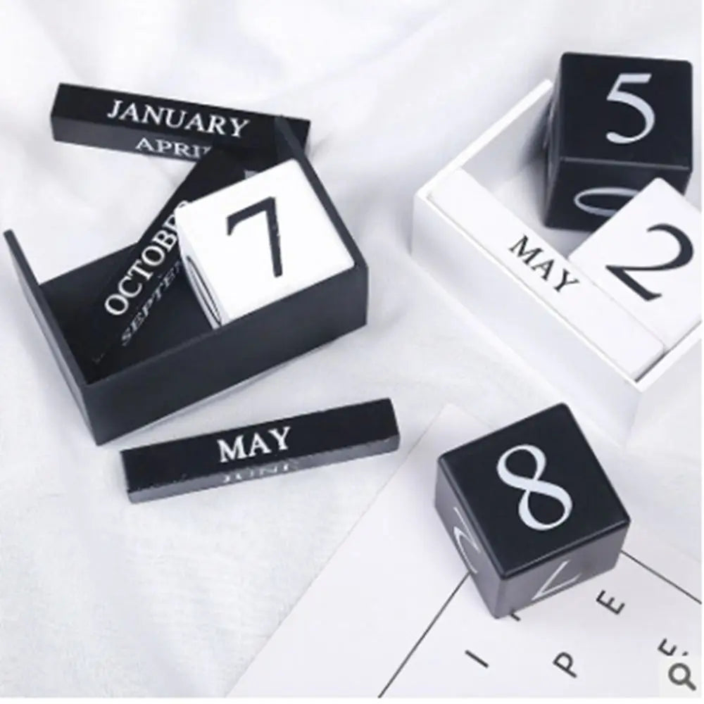 Calendario Perpetuo In Legno MDF Con Blocchi Eterni Display Mensile Stile Pastorale Per Ufficio E Casa Decorativo