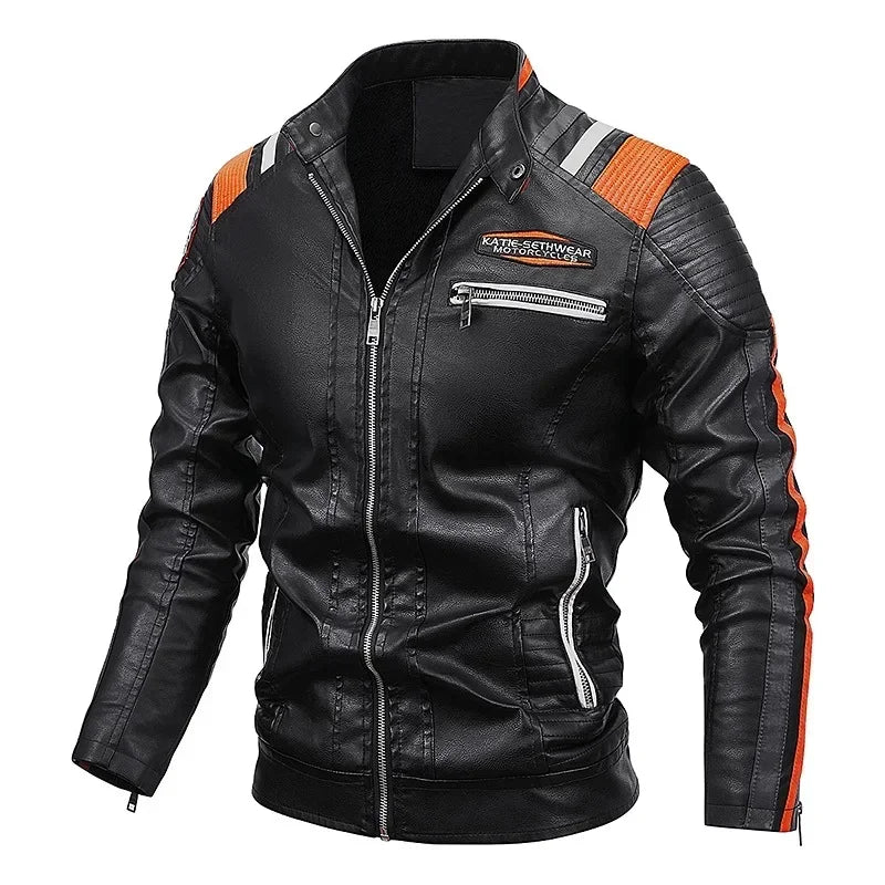 Giacca Da Motociclista In Pelle Da Uomo Bomber Con Colletto In Piedi Giacche Da Moto Per Uomo PU Di
